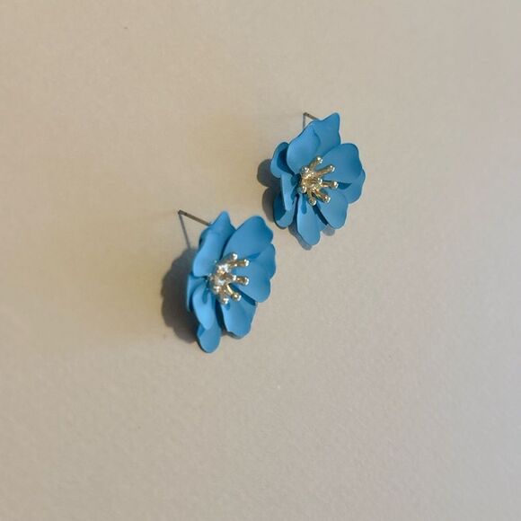 Blue flower Earrings M1294 - Picture 3 of 4